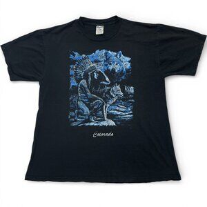 Vintage 1990's Wolf Native American Indian Hunter Colorado Jerzees Tee Shirt XL